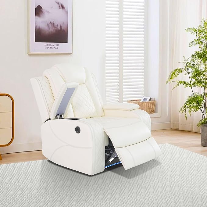 Power Recliner Sofa Set with LED Lights, Includes 2 Manual Recliner 1 Seat and - Image 3