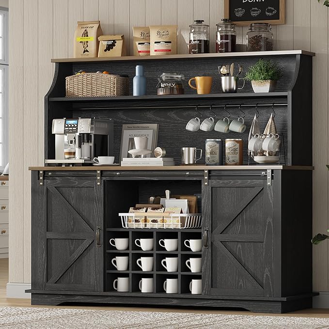 55 Inch Farmhouse Coffee Bar Cabinet by Revominca