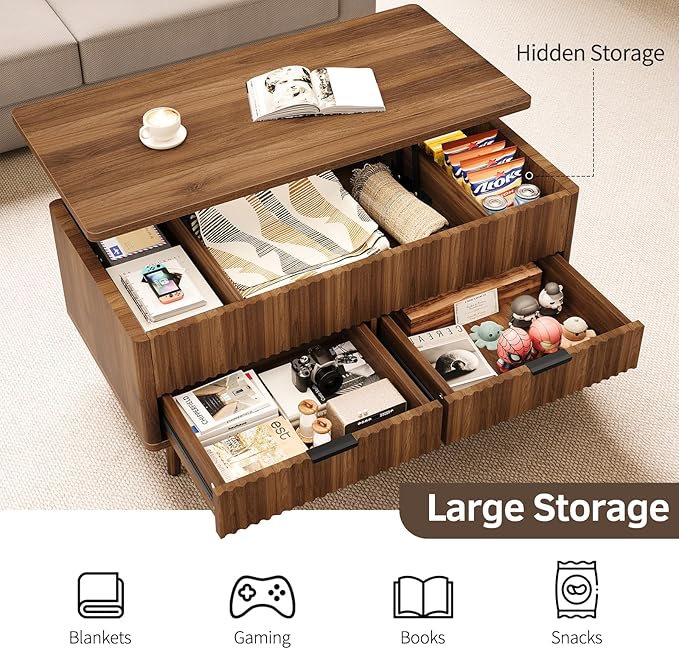 Lift Top Coffee Table with Storage - Image 4