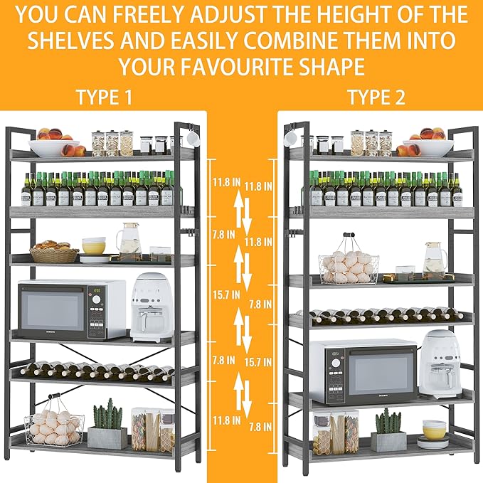 HCHQHS Bookshelf, Adjustable Industrial Bookcase, Vertical Tall Book Shelf - Image 4