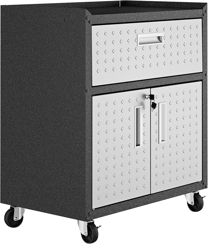 Manhattan Comfort Fortress Textured Metal 31.5" Garage Mobile Cabinet - Image 6