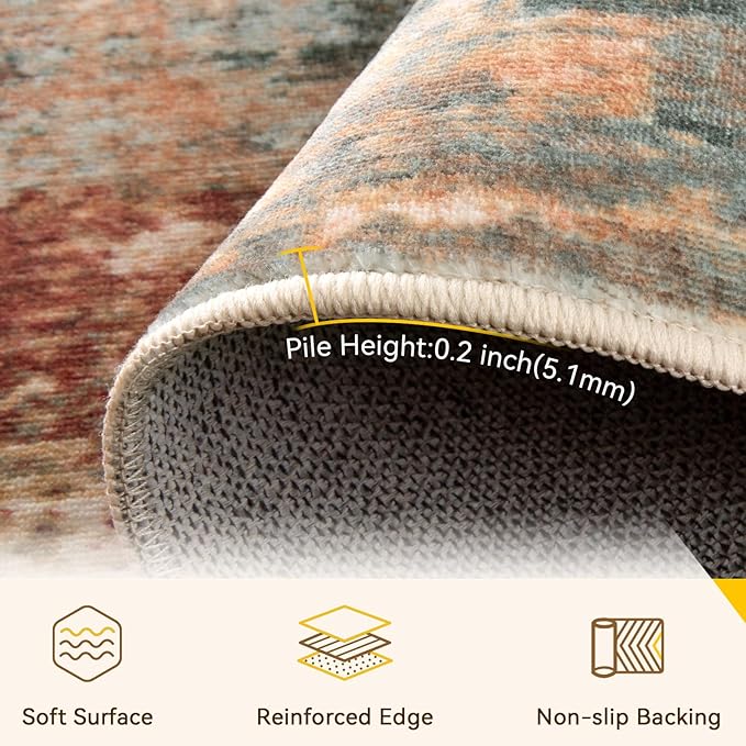 RELEANY Washable Area Rugs 6'x9' Non-Slip Modern Abstract Soft - Image 4