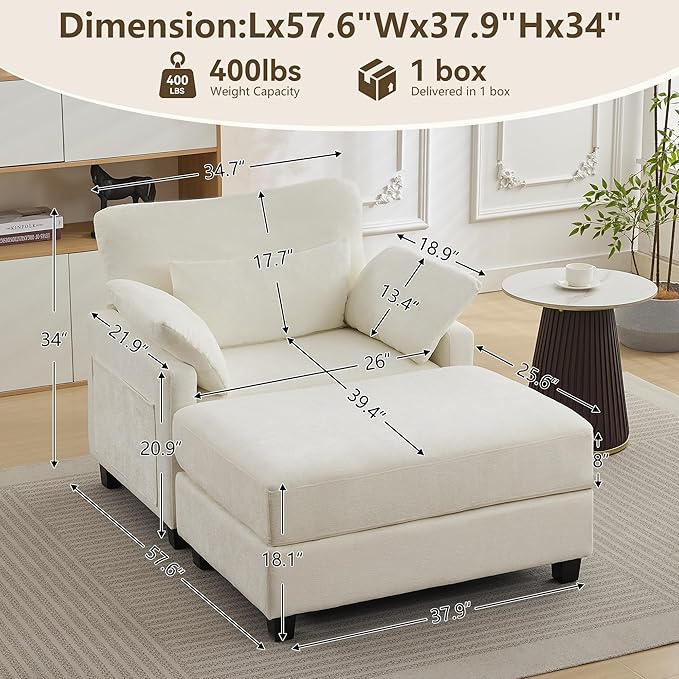 WUTUTUEE 57.5" Oversized Chaise Lounge - Image 2