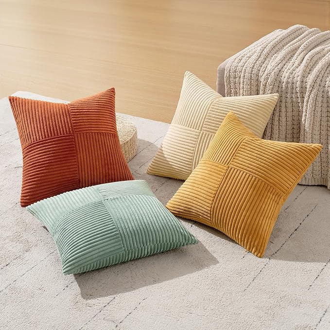 MIULEE Teal-Orange Decorative Throw Pillow Covers 20x20 Inch Set of 4 Boho - Image 3
