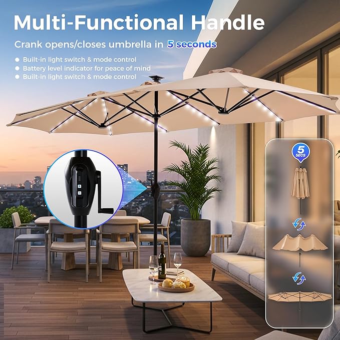 SUPERJARE 13ft Outdoor Patio Umbrella - Image 4