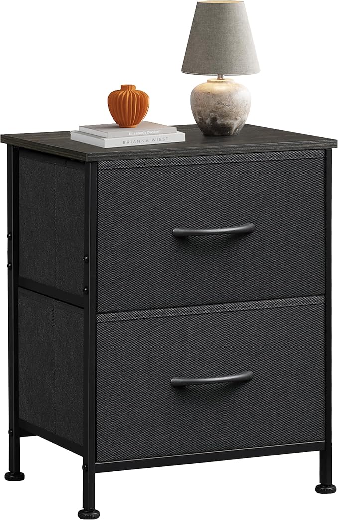WLIVE Black Night Stand, Small Dresser by WLIVE
