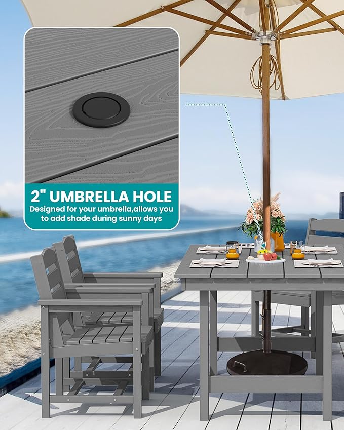 SERWALL Modern Patio Dining Set, 5-Piece Rectangular HDPE Dining Table - Image 2