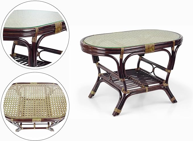 Malibu Lounge Set of 4: 2 Natural Rattan Wicker Chairs, Three-Seater Sofa - Image 7