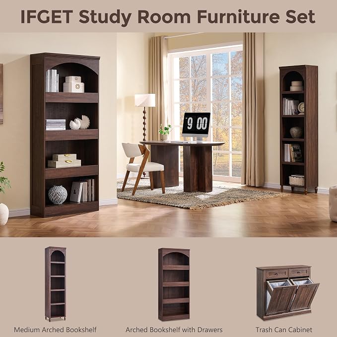 IFGET 76" Tall Arched Bookcase - Image 6
