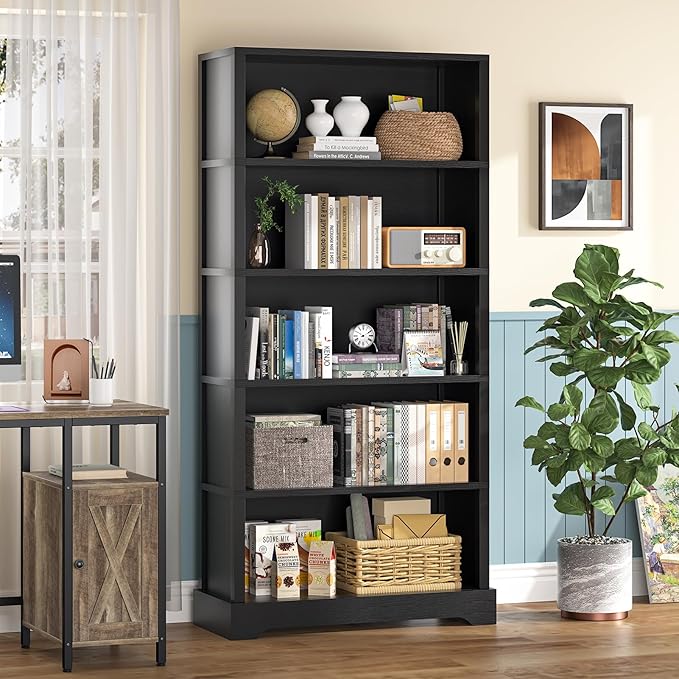 TVU 5-Tier Wooden Bookshelf, 31.5" W Standing Book Shelf - Image 2
