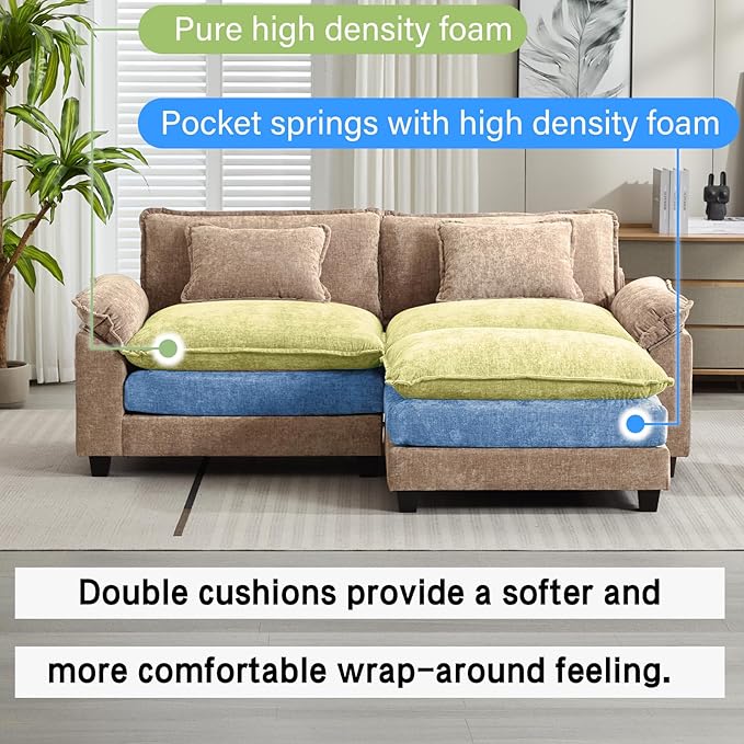 Oprisen 86" Modular Sectional Sofa, Comfy Cloud Couch Sectional Sofa - Image 3