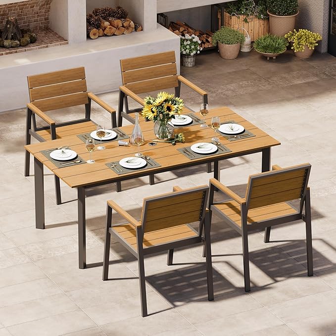 Outdoor Dining Set for 4, Patio Table and Chairs Set by Oasbira