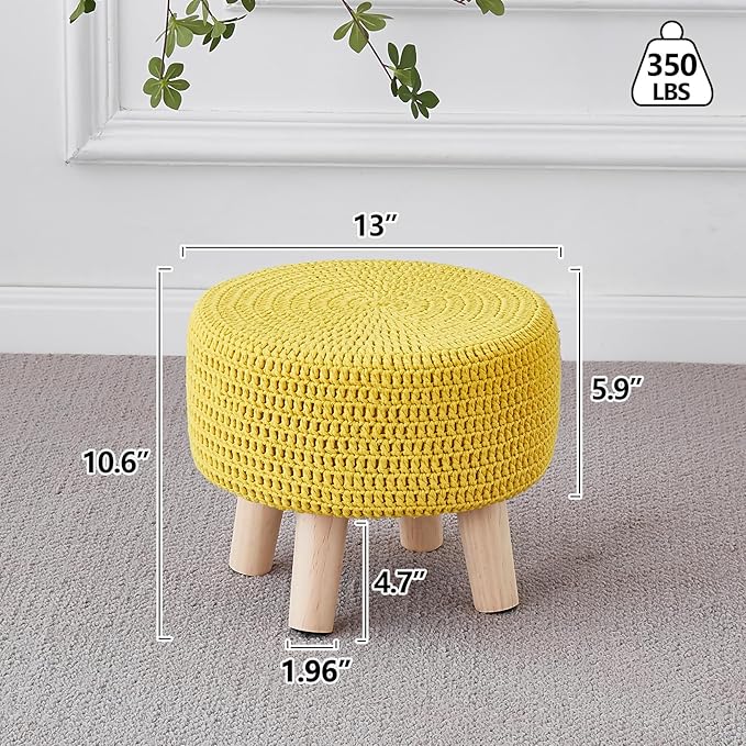 Wimarsbon Small Ottomans, 100% Hand Knitted Pouf, Round Footrest - Image 3