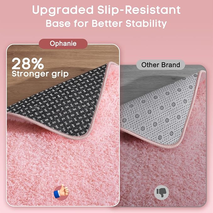 Ophanie Pink Area Rugs for Bedroom Girls, 5x8 Kids Fluffy Fuzzy Furry Shag - Image 4