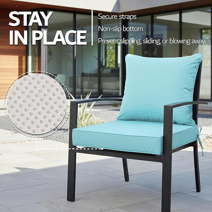 22x22 Inch Patio Chair Cushions Set of 2, Outdoor Furniture Cushions - Image 5