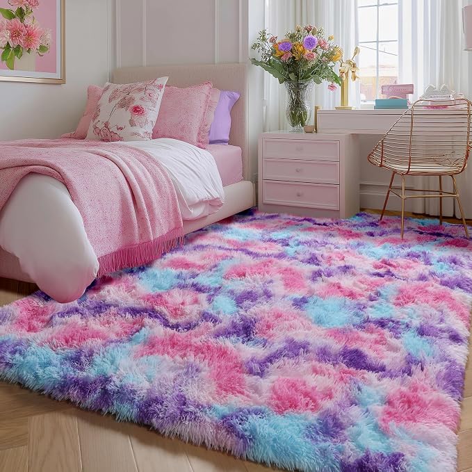 PAGISOFE Ultra Soft Rainbow Purple Area Rugs - Image 2