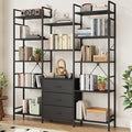 AFLUI Triple Bookshelf with 3 Fabric Drawers, 5-Tier Book Shelf and 10 Display by Unknown