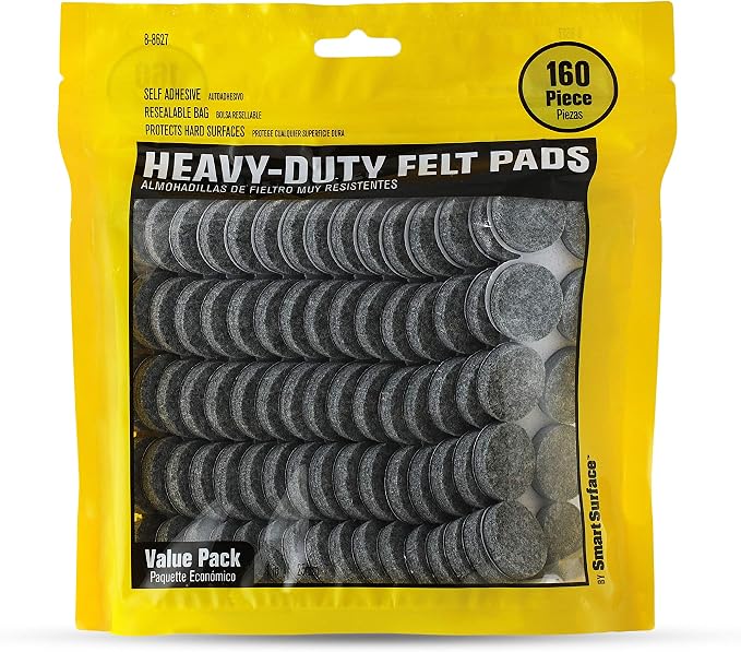 Smart Surface 8627 Heavy Duty Self Adhesive Furniture Felt Pads 1-Inch Round by Smart+Surface+Products