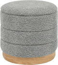 Round Storage Ottoman with Reversible Tray Lid, Folding Chenille Fabric by ZOLANOful