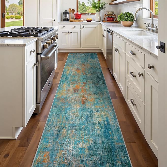 RELEANY Washable Area Rugs 2'x8' Non-Slip Modern Abstract Soft by RELEANY