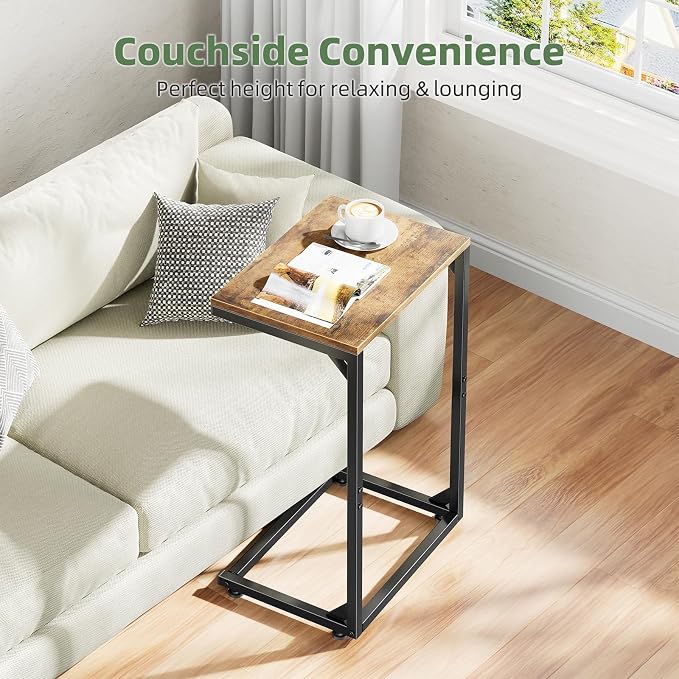 Simple Trending C Shaped Side Table, Small End Table Set of 2, TV Trays Sofa - Image 4
