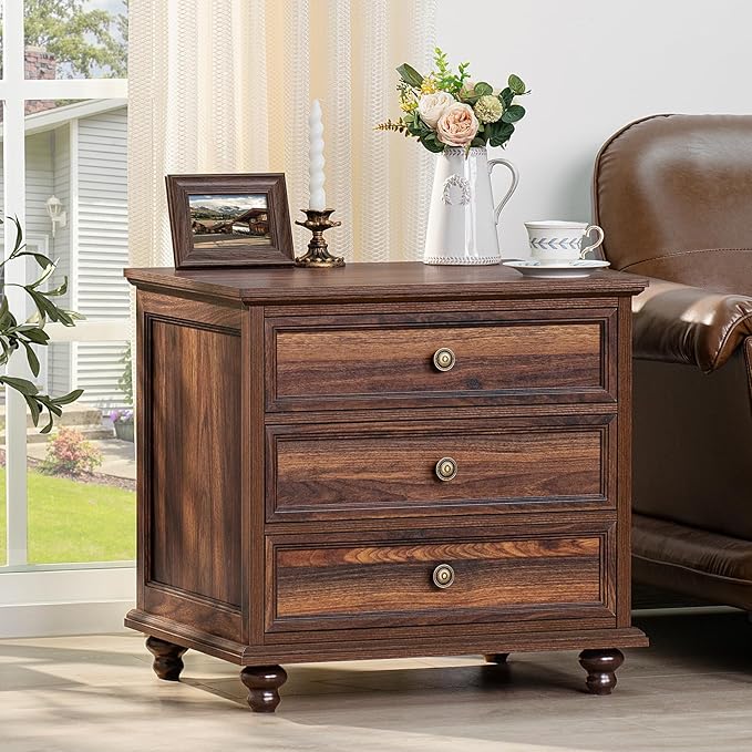 Joaxswe 24" Wide Farmhouse Night Stand, Large End Table by Joaxswe