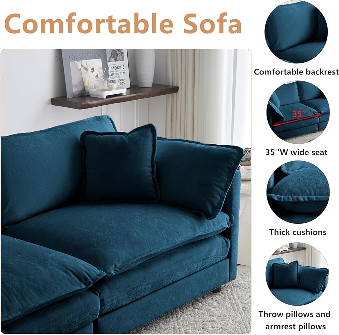 mikibama Modular Sectional Sofa, 111.5 Inch L Shaped Couch Set - Image 3