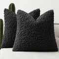 Faux Fur Throw Pillow Covers 18x18 Inch Set of 2 Boucle Neutral Decorative by Woaboy