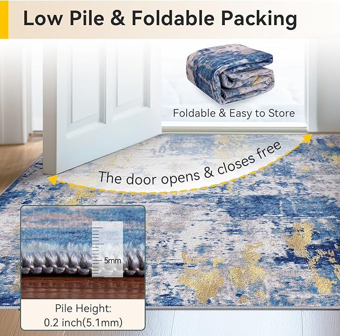 RELEANY Washable Area Rugs7'x9' Non-Slip Modern Abstract Soft - Image 6