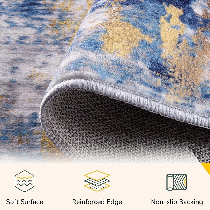 RELEANY Washable Area Rugs7'x9' Non-Slip Modern Abstract Soft - Image 4