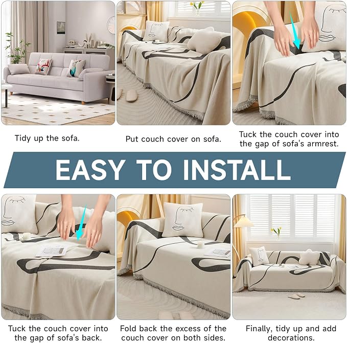 VClife Couch Cover Sofa Covers for 3 Cushion Couch, Washable Sofa Covers for Dog - Image 7