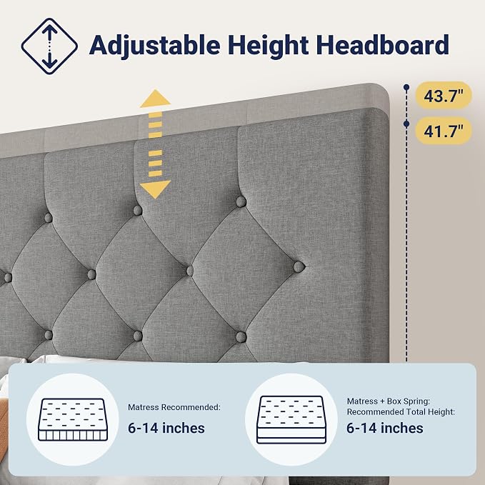 Allewie Upholstered King Size Platform Bed Frame - Image 4