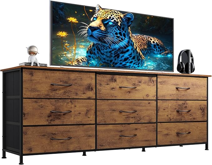WLIVE 63''W Dresser for Bedroom, Dresser TV Stand for 65, 75 inch TV, Wide by WLIVE