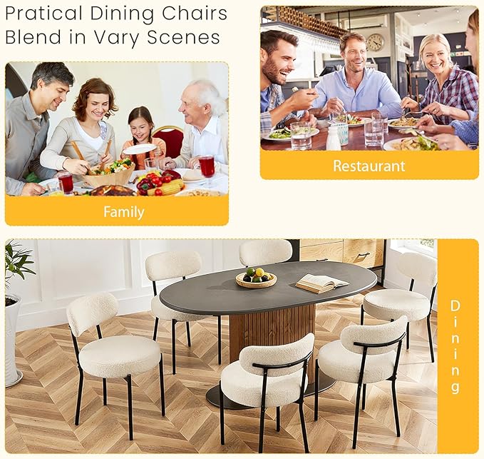 DUMOS Dining Chairs Set of 4, Mid Century Modern Chair Round Upholstered Curved - Image 5