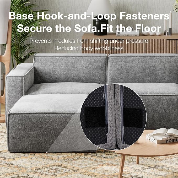 Novilla 134" Modular Sectional Sofa, No Assembly Cloud Sectional Couch - Image 4