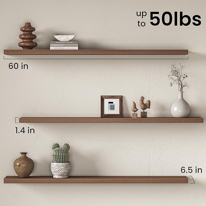 Fun Memories 60 Inch Fireplace Mantel Shelf, Deep Floating Shelves - Image 3