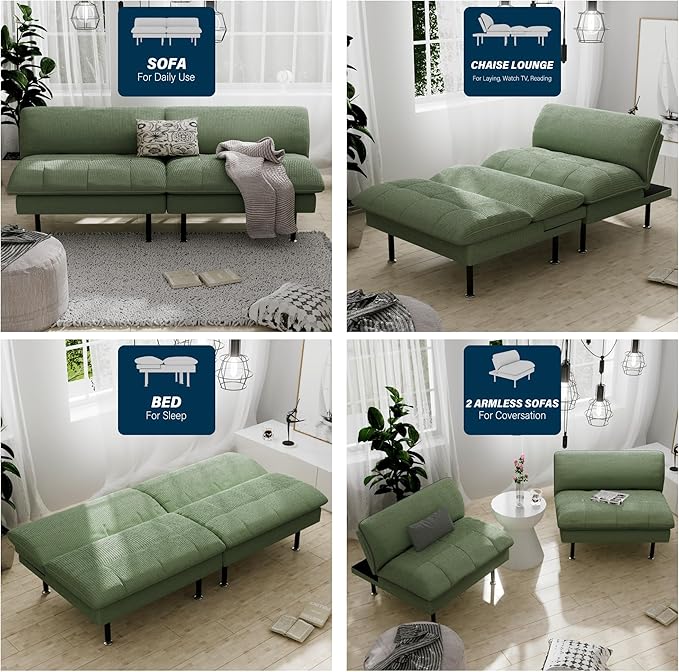 Ribilake 3 Sets 70" Futon Sofa Bed, 4 in 1 Multi-Function Couch Sleeper - Image 4