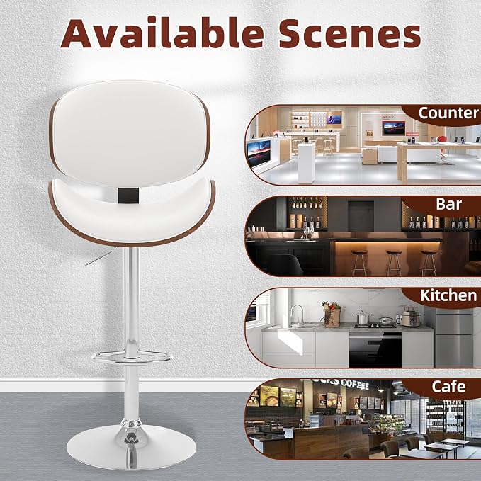 civama Bar Stools Set of 6 for Kitchen Counter, Adjustable Bar Height Chairs - Image 8