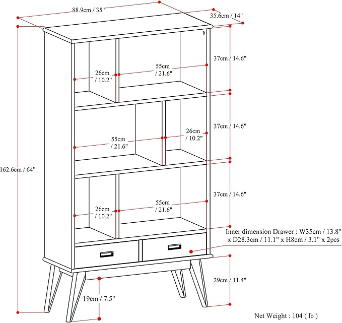 SIMPLIHOME Draper Bookcase - Image 3
