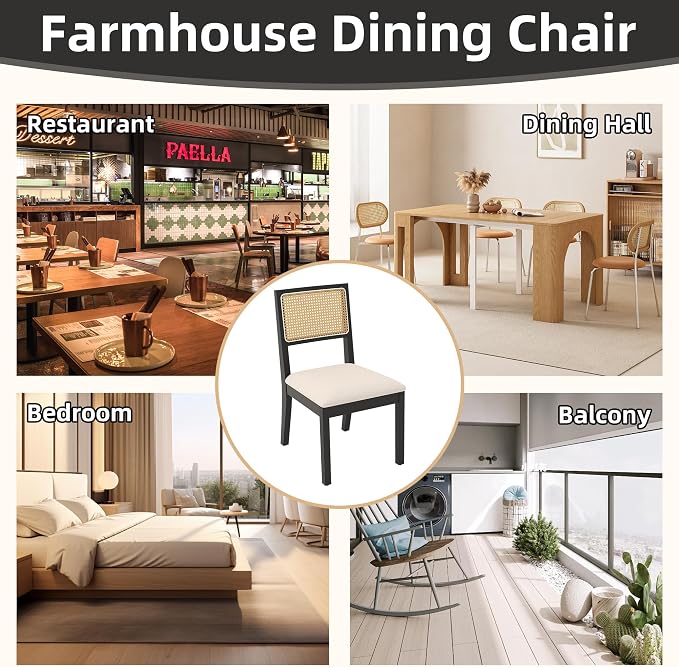 Westice Rattan Dining Chairs Set of 6, Farmhouse Natural Dining Room Chairs - Image 9