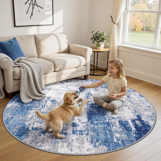 RELEANY Washable Area Rugs 6ft Non-Slip Modern Abstract Soft - Image 2