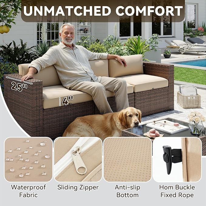 Aoxun Patio Furniture Sets, 12-Piece Outdoor Patio Furniture - Image 4