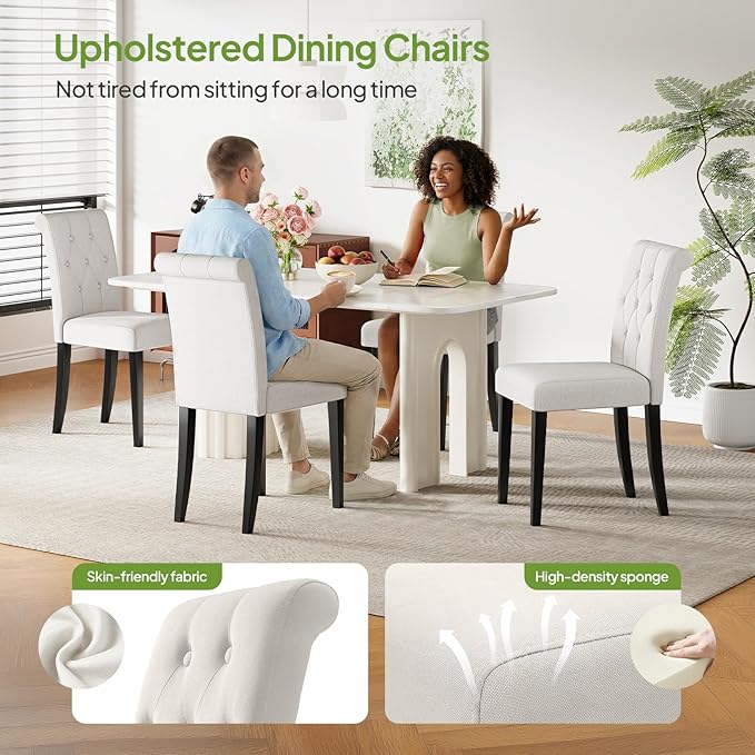 Welzona Upholstered Dining Chairs Set of 2, Modern Button Tufted Parsons Design - Image 5
