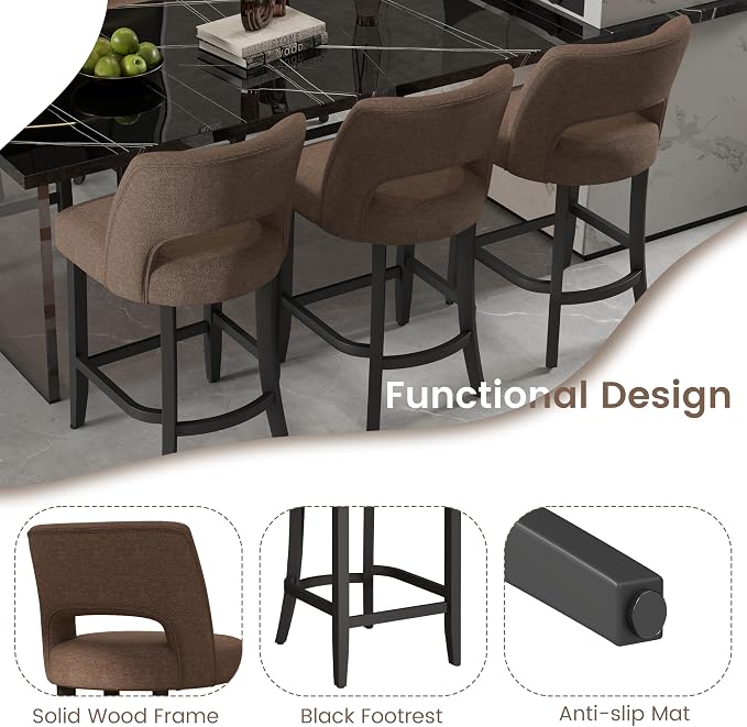 VKNOW Bar Stools Set of 4, Modern Counter Stools - Image 8