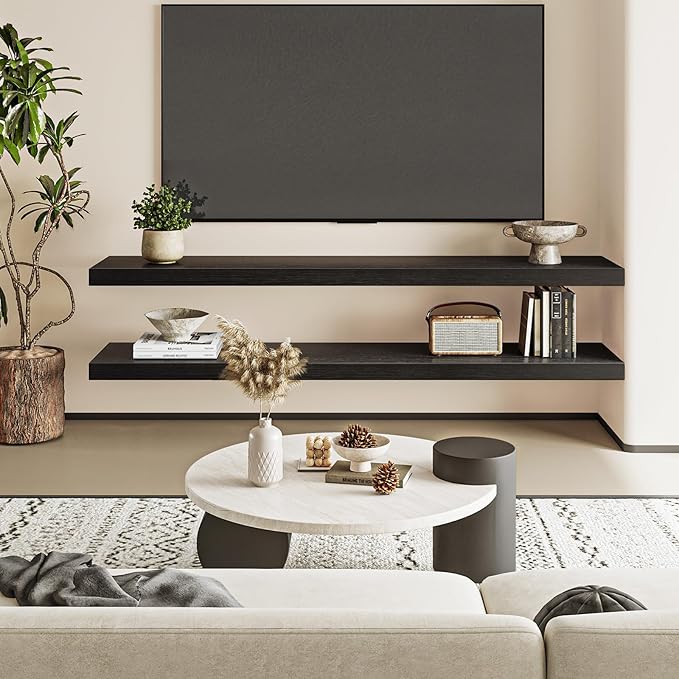 Fixwal Floating Shelves for Wall, 47.2" Long Heavy Duty Wall Mounted Rustic - Image 2