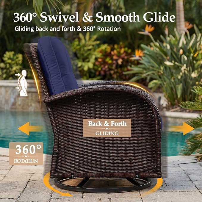UPHA 5 Pieces Patio Furniture Sets, Wicker Outdoor Loveseat Sofa Set - Image 3