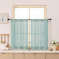 Chyhomenyc Aqua Green Semi Sheer Curtains 36 Inch Length, Light Filtering Faux by Chyhomenyc