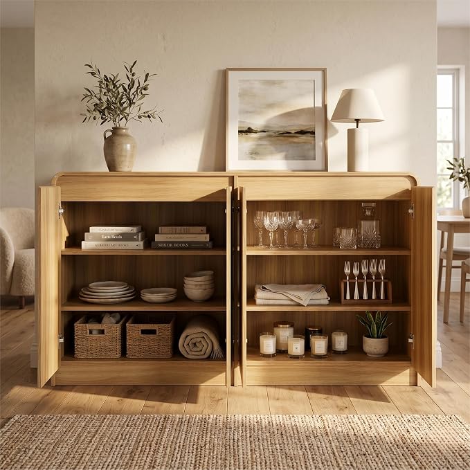 FURSUN 61" Modern Fluted Sideboard - Image 3