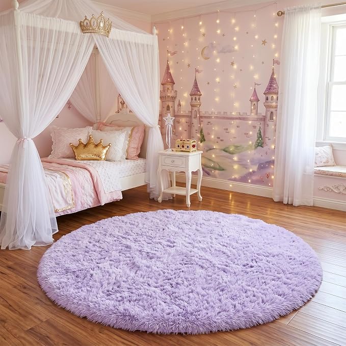 Amdrebio Light Purple Round Circle Rug 5Ft - Image 4