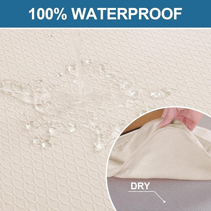 Smiry Waterproof Seat Covers for Dining Room Chairs Set of 4, Stretch Jacquard - Image 3